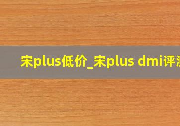 宋plus低价_宋plus dmi评测